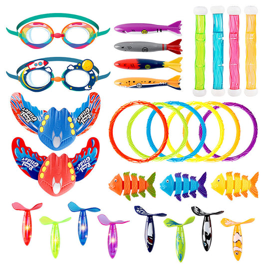 Amazon children's diving toys swimming pool water toy throwing torpedo diving ring diving stick set combination